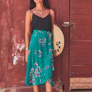 Sezane Adriana Floral Silk Midi Skirt